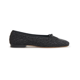 Raffia Square Toe Ballerina Flat