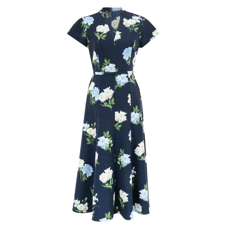 Jasmeen Short Sleeve Floral Midi Dress image number null