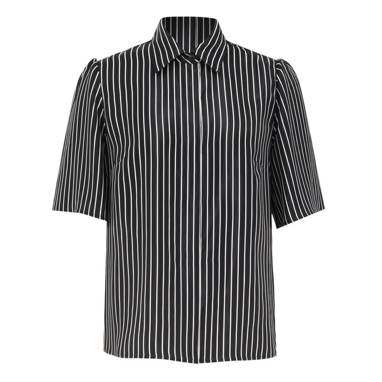 Bell Sleeve Covered-Placket Blouse image number null