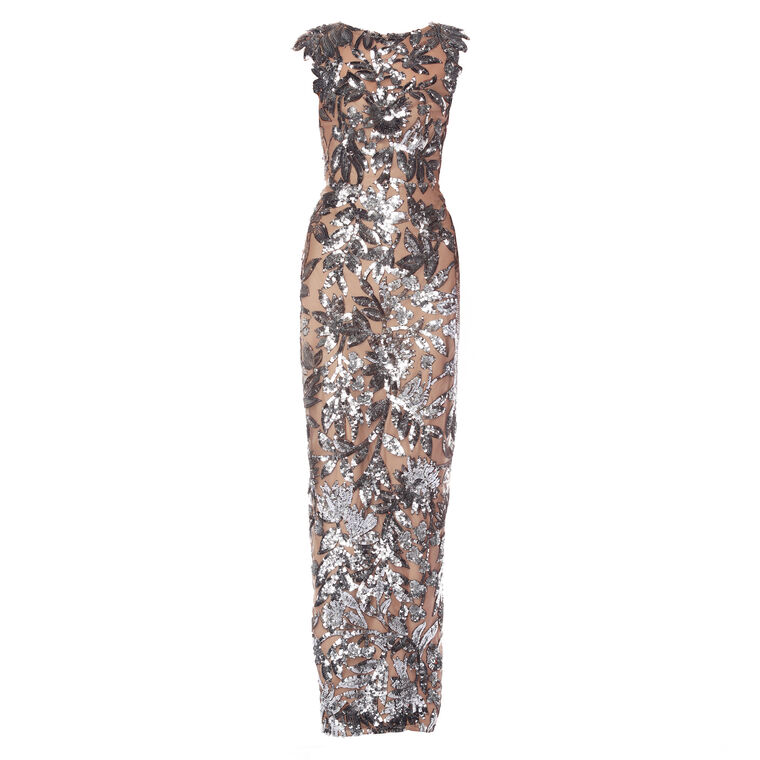 Violet Cap Sleeve Sequin Maxi Dress image number null