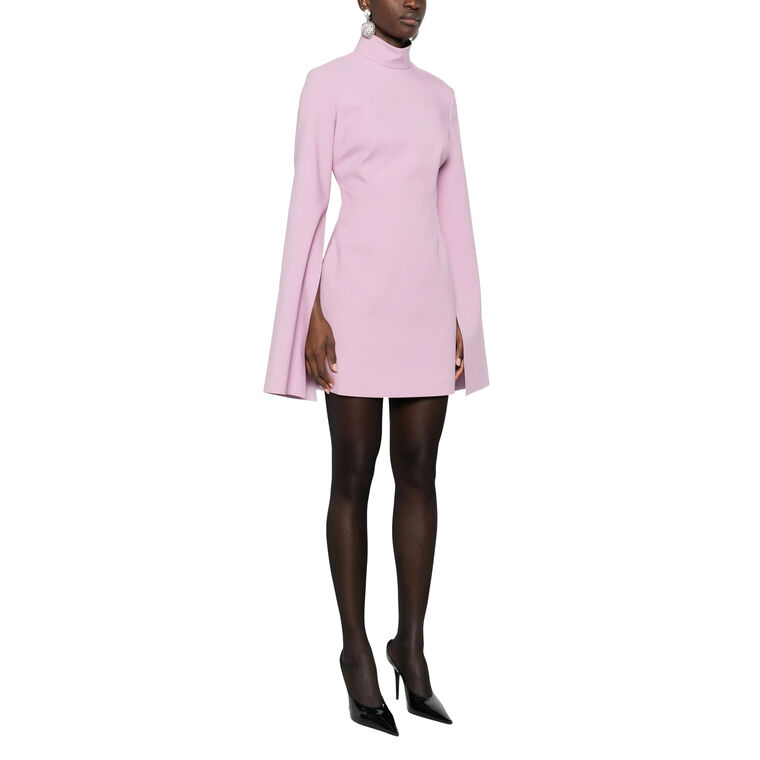 Laurel Funnel-Neck Wide-Sleeve Mini Dress image number null