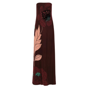 Wine Petals Maxi Dress