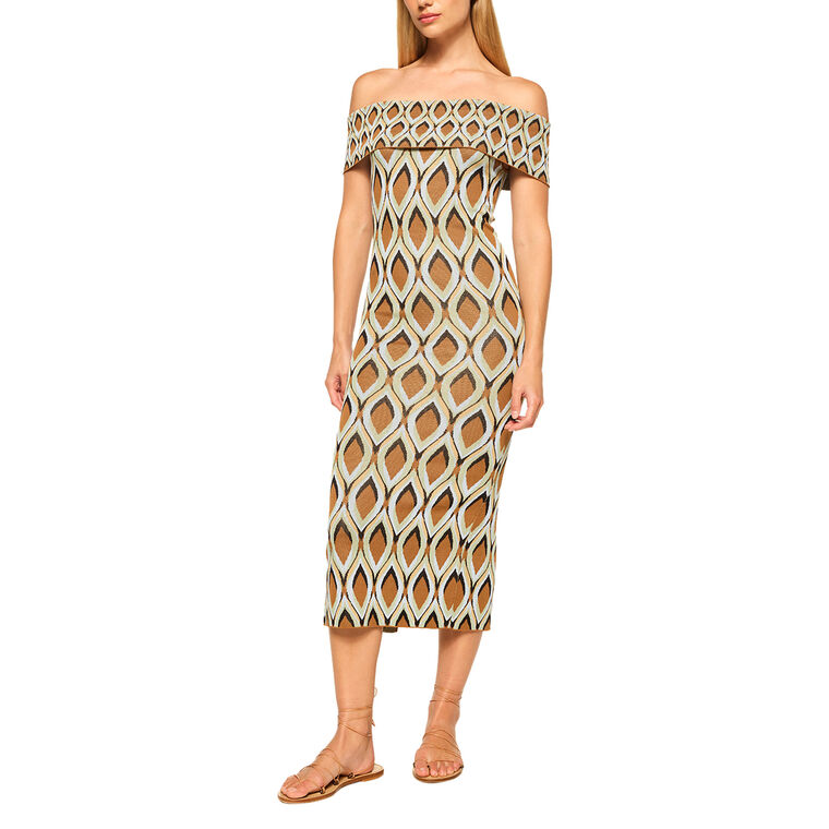 Avi Off Shoulder Knit Midi Dress image number null