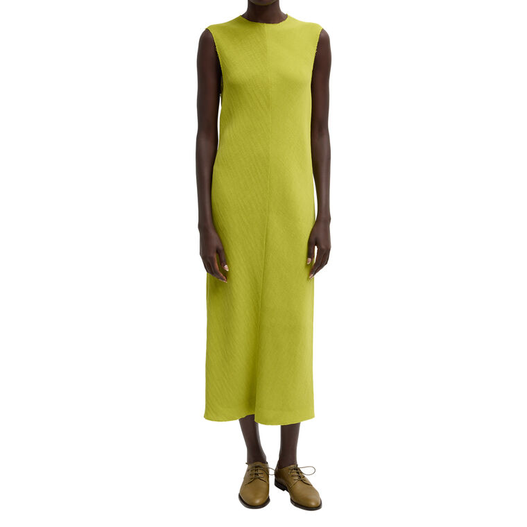 Viscose Plisse Sleeveless Bias Midi Dress image number null