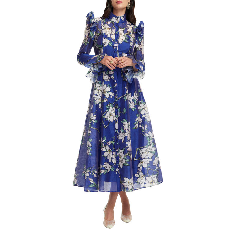 Katrina Butterfly Sleeve Belted Midi Dress image number null