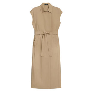 Double-Breasted Belt Dress in Wool-Blend Flannel