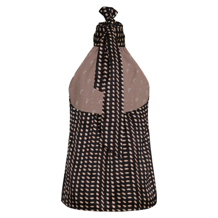 Magdalena Sleeveless Halterneck Satin Silk Blouse image number null