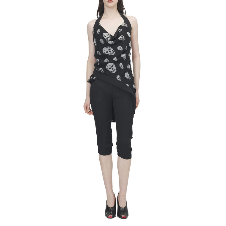 Skull Print Scarf Halter Neck Top image number null
