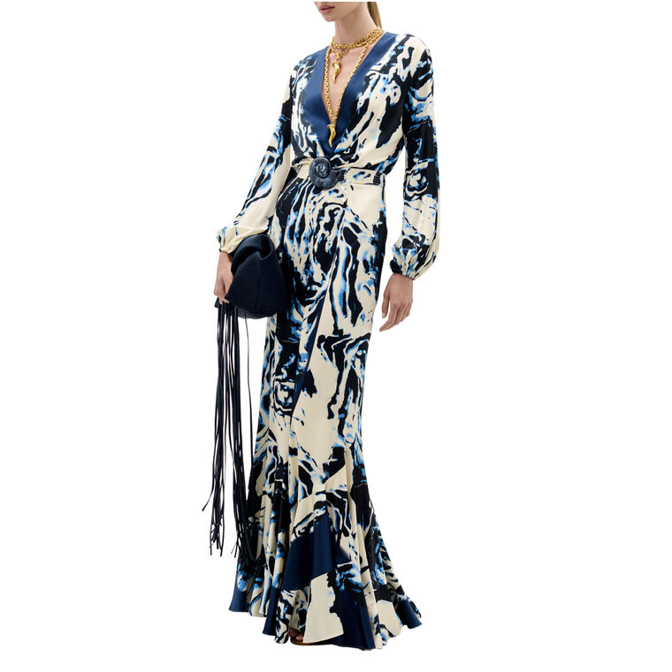 Remy Long Sleeve V-Neck Belted Maxi Dress image number null