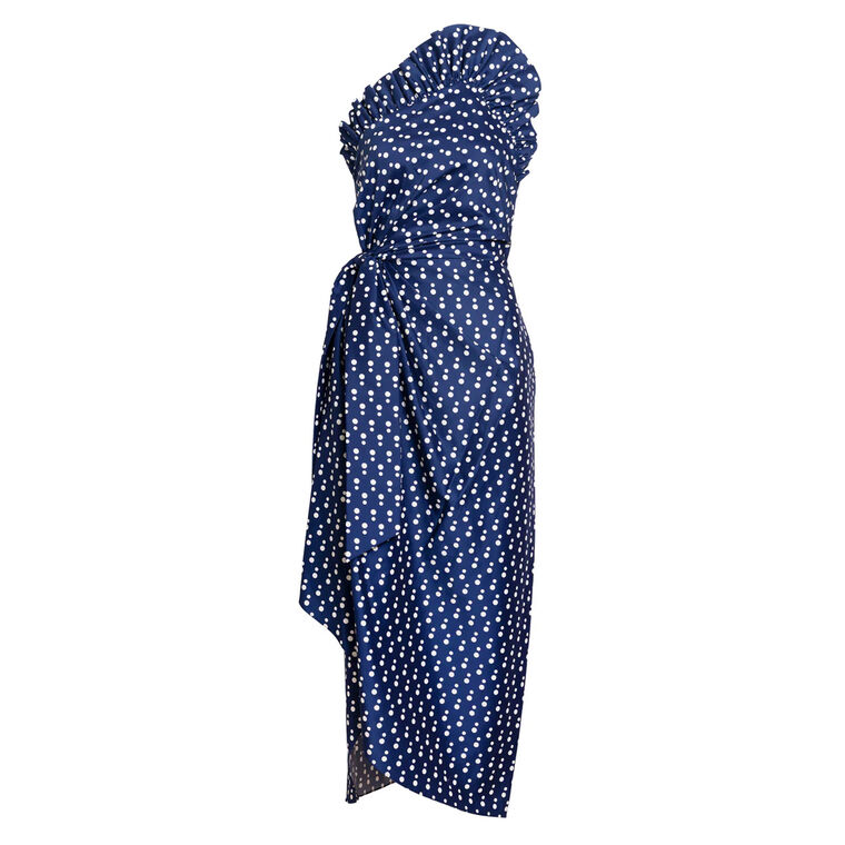 Charlotte One-Shoulder Polka Dot Midi Dress image number null