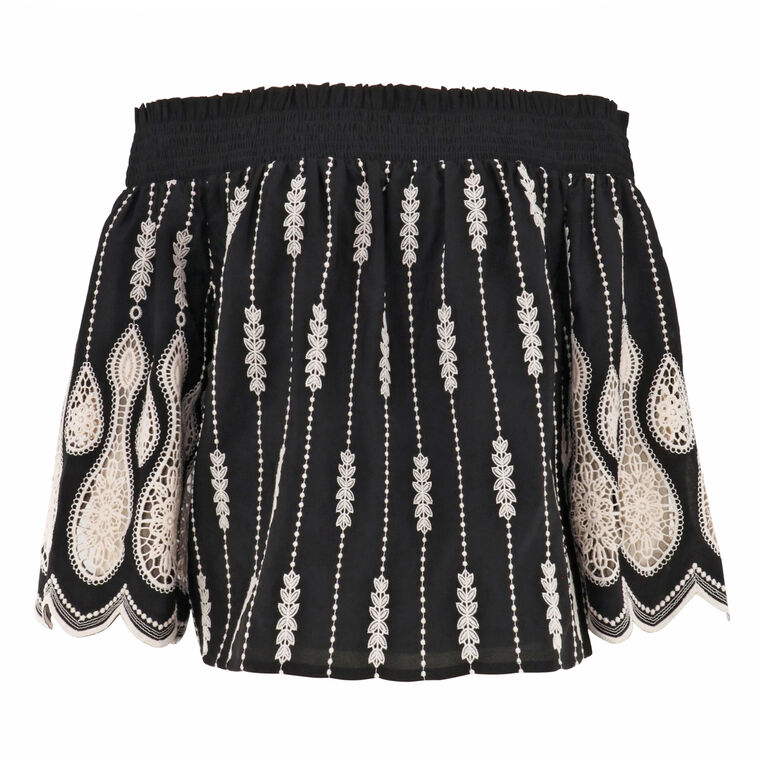 Rubie Off-The-Shoulder Embroidered Lace Top image number null