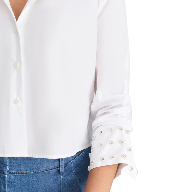 Largaux Long Sleeve Button-Up Top With Embellished Cuffs image number null