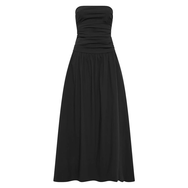 Gathered Strapless Tie Back Maxi Dress image number null