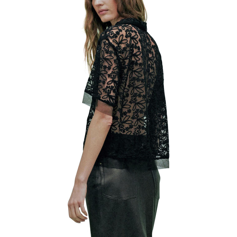 The Cotillion Corded Lace Mesh Top With Cami image number null