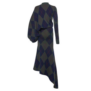 Multi Merino Wool Argyle Maxi Dress
