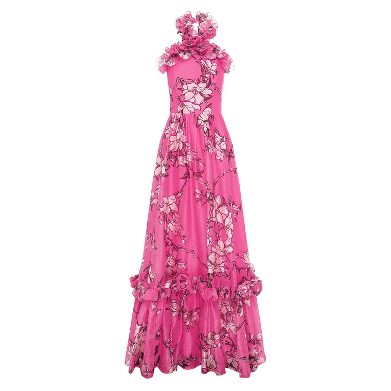 Isabelle Ruffled Halterneck Maxi Dress image number null