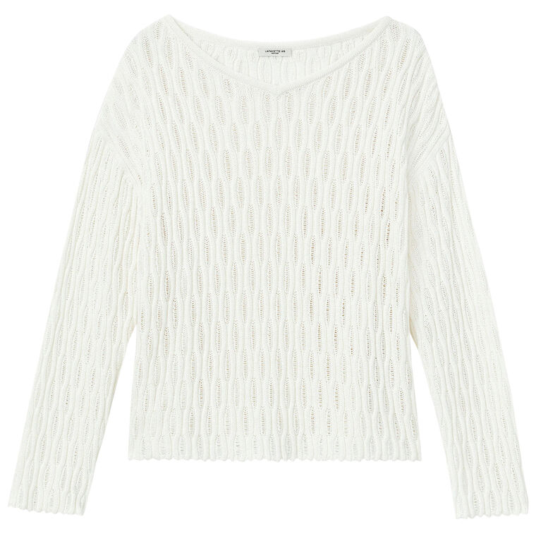 Honeycomb Wide V-Neck Sweater image number null