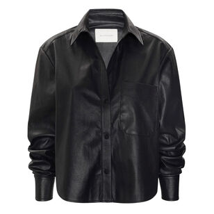 The Everyday Cropped Vegan Leather Shirt