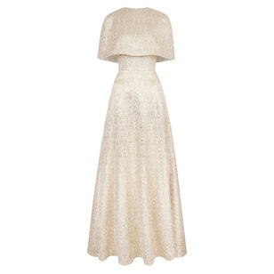 Lucretia Structured Cape Metallic Jaquard Gown
