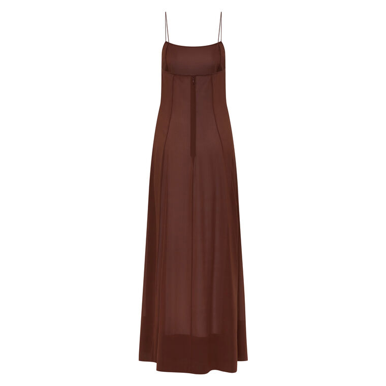 Sleeveless Sheer Silk Slip Midi Dress image number null
