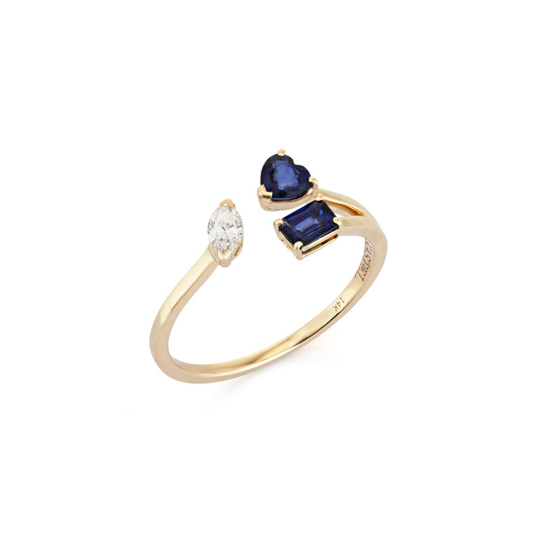 Open Three Stone Sapphire Ring image number null