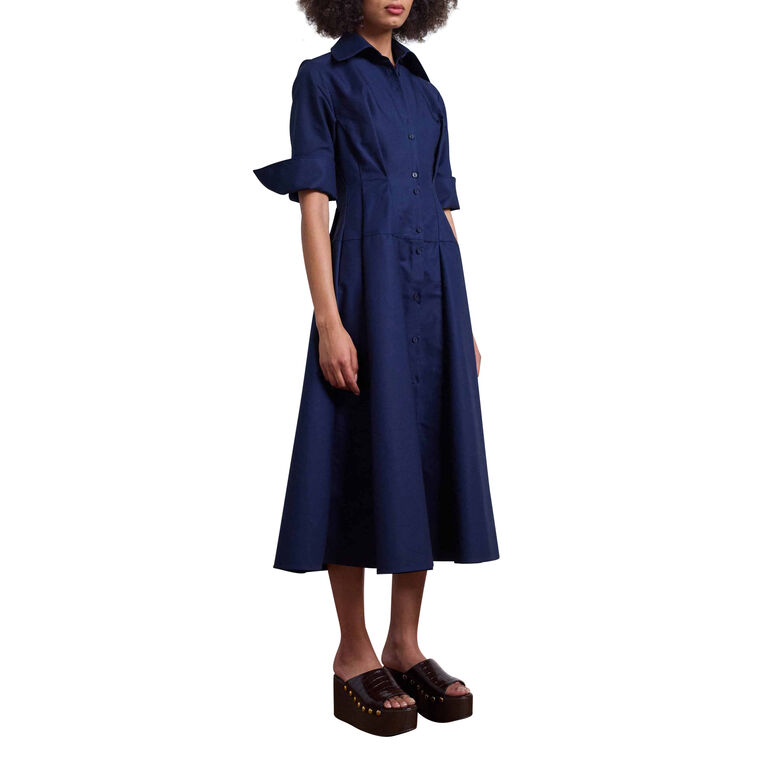 Contour Short Sleeve Cotton Midi Shirt Dress image number null