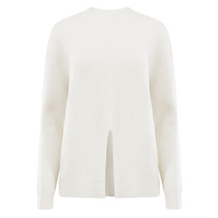 Cardigan Stitch Split Front Crewneck Easy Pullover