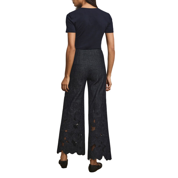 Osborne Wide-Leg Eyelet Chambray Pant image number null