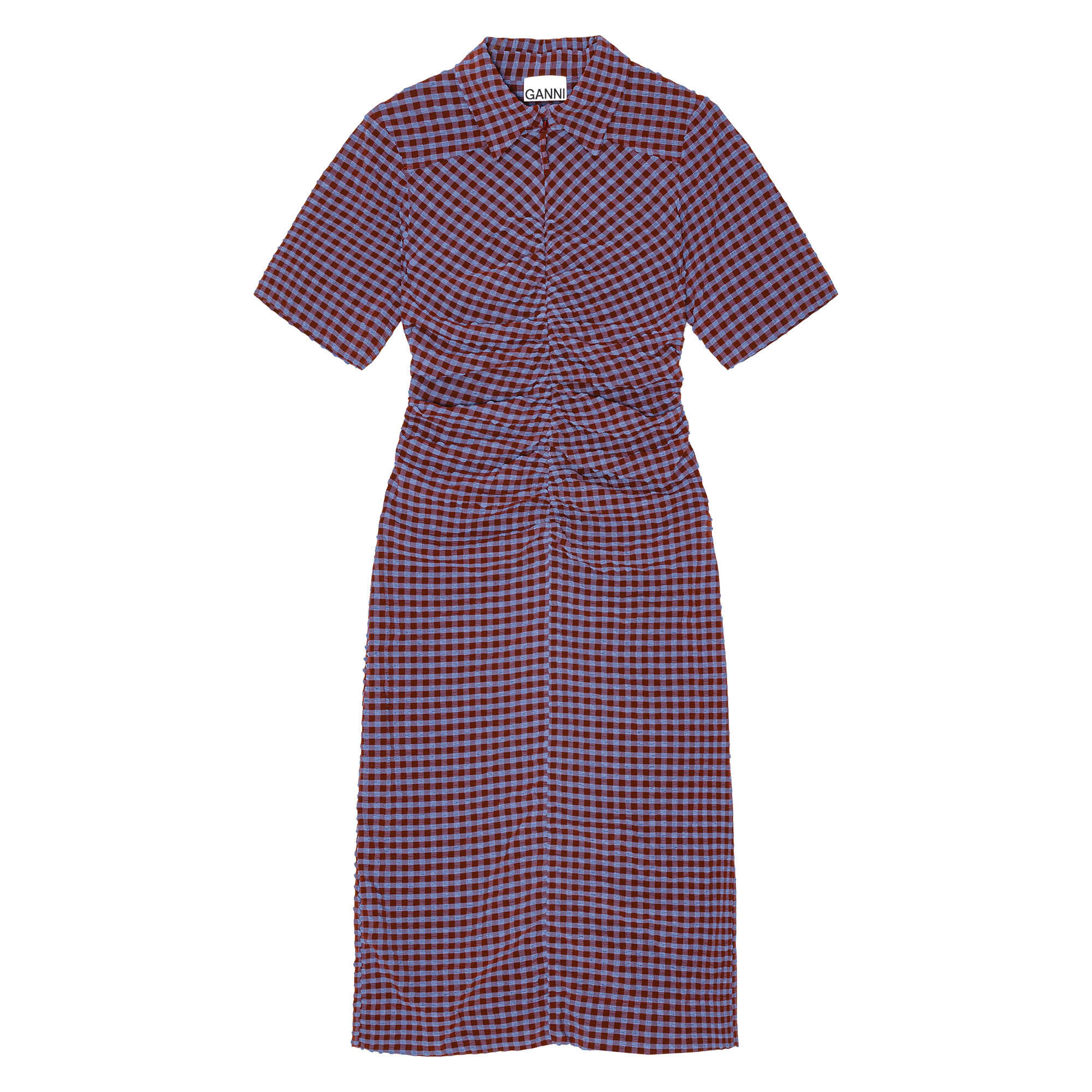 Checkered Seersucker Fitted Dress
