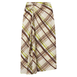 Jean Plaid Cotton Midi Skirt