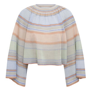 Indra Stripe Bell Sleeve Knit Crop Top