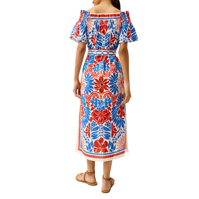 Lola Short Sleeve Off-The-Shoulder Belted Midi Dress image number null