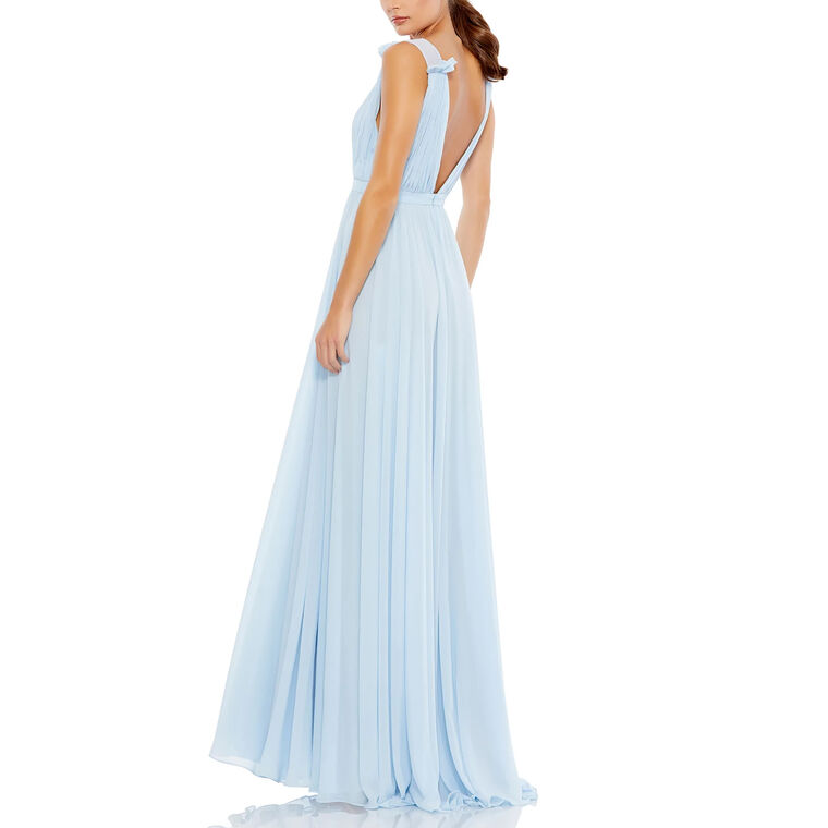 Pleated Chiffon Sleeveless V-Neck Gown image number null