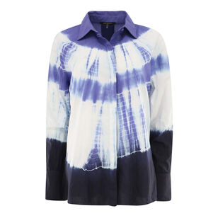 Cadia Tie-Dye Cotton Long Sleeve Blouse