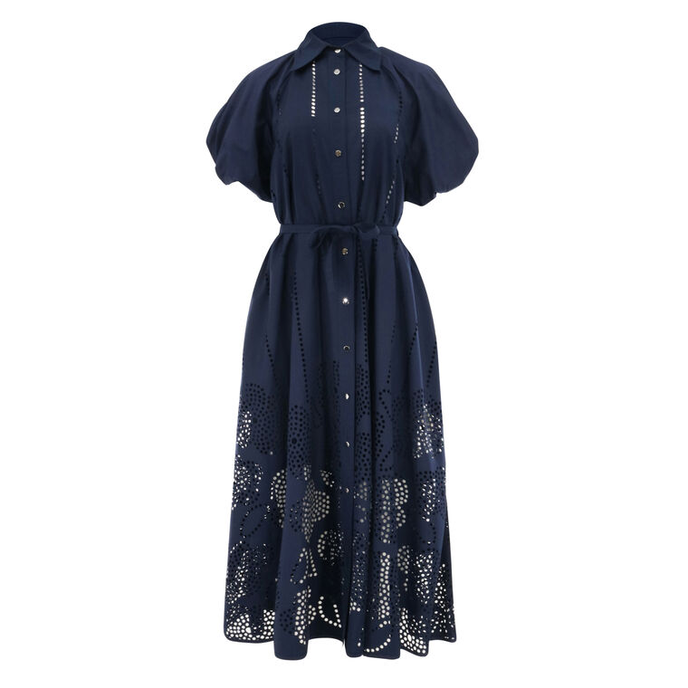 Simone Puff Sleeve Belted Midi Dress image number null