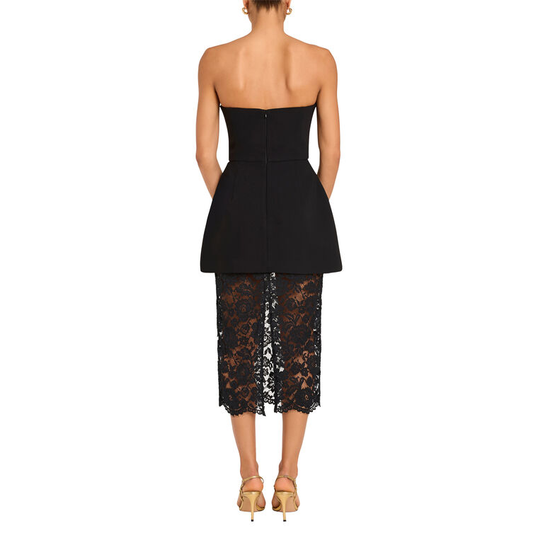 Jada Strapless Lace Contrast Midi Dress image number null