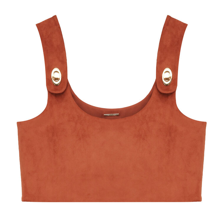 Norie Sleeveless Vegan Suede Cropped Top image number null