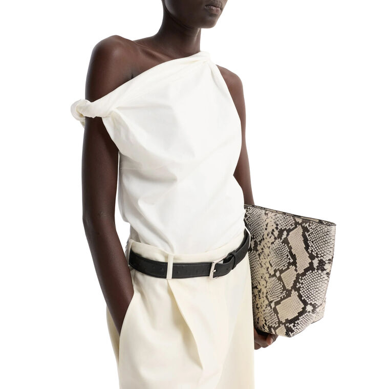 Sleeveless Sculptural Cotton Silk Top image number null