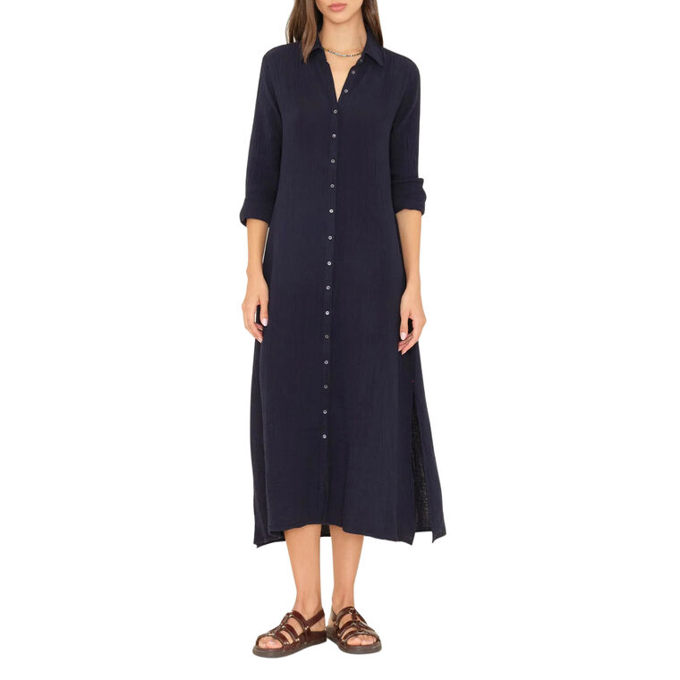 Boden Long Sleeve Button-Front Midi Dress image number null