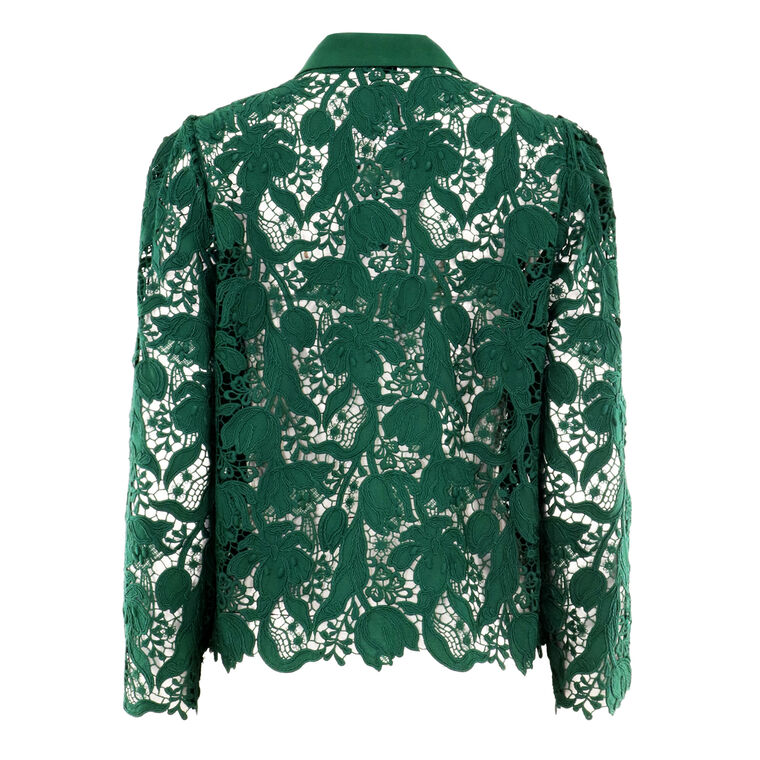 Tulip Garden Lace Long Sleeve Collared Blouse image number null