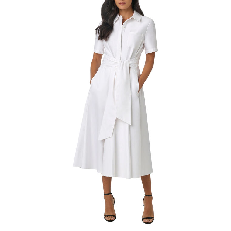 Megan Short Sleeve Tie-Front Midi Dress image number null