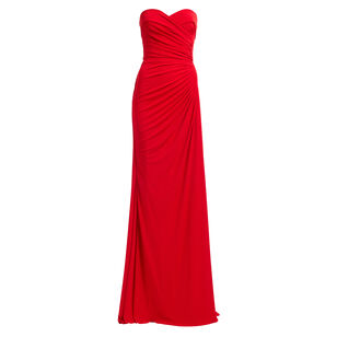 Strapless Draped Jersey Long Dress