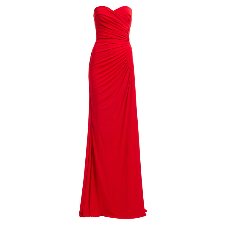 Strapless Draped Jersey Long Dress image number null