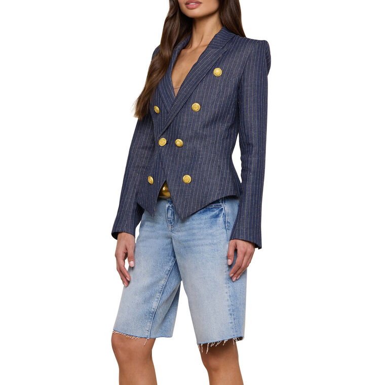 Solar Structured Pinstripe Blazer image number null
