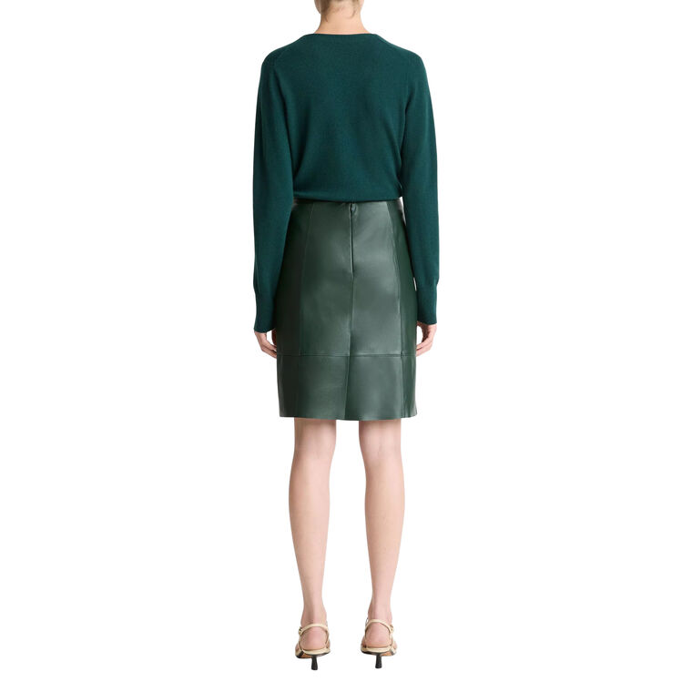 Leather Flared Knee Skirt image number null