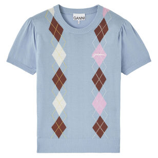 Short Sleeve Light Cotton Argyle T-Shirt