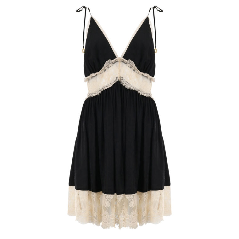 Ethel Sleeveless Lace Trim Mini Dress image number null