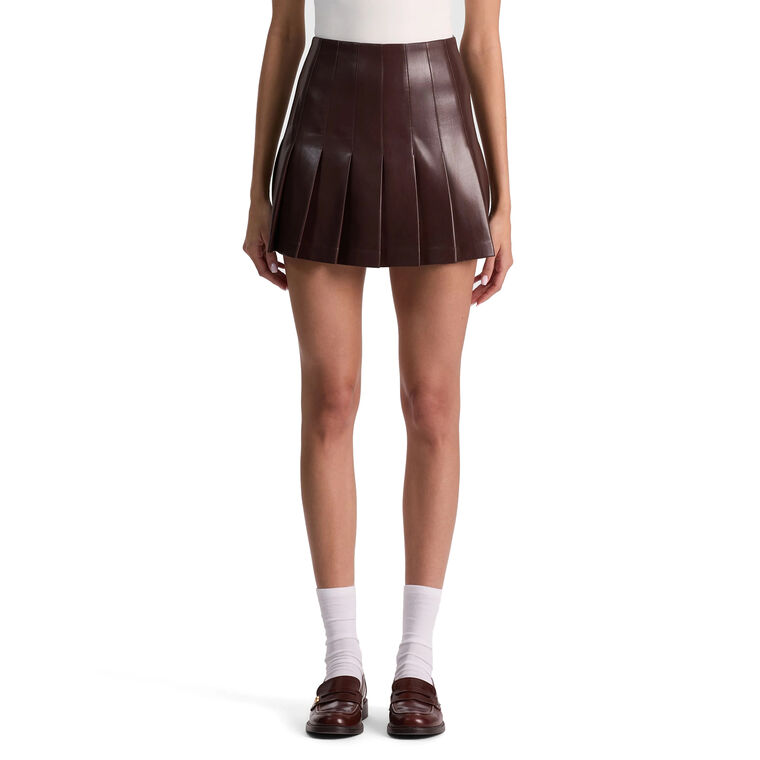 Carter Vegan Leather Pleated Mini Skirt image number null