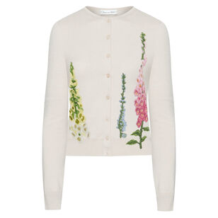 Foxgloves Embroidered Wool Cardigan