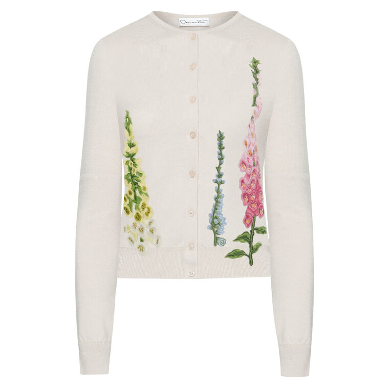 Foxgloves Embroidered Wool Cardigan image number null